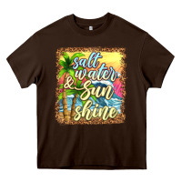 Chocolate Brown salt water and sunshine Heavy Core Tee - texasbilliewilder