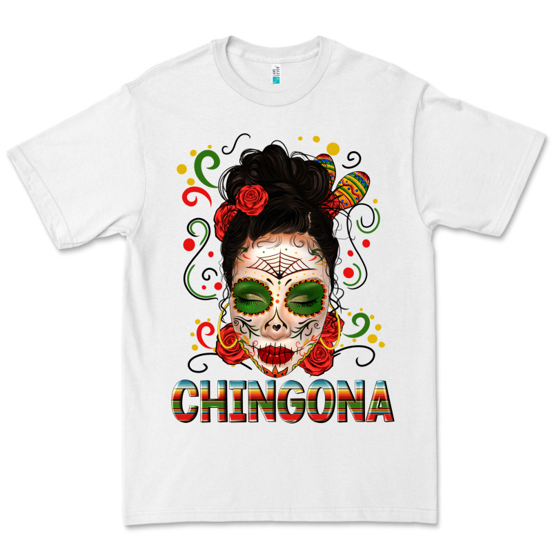 Mexicana Skull Girl Messy Bun Premium Tee by texasbilliewilder | Teevron