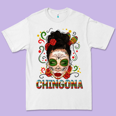 Mexicana Skull Girl Messy Bun Premium Tee Designed By Texasbilliewilder