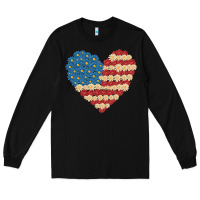 Black american heart flag Long Sleeve Tee - MaliasSmallBusiness
