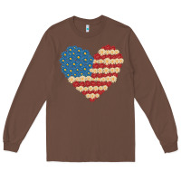 Chestnut american heart flag Long Sleeve Tee - MaliasSmallBusiness