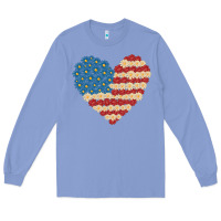 Colony Blue american heart flag Long Sleeve Tee - MaliasSmallBusiness
