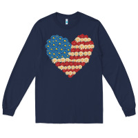 Navy american heart flag Long Sleeve Tee - MaliasSmallBusiness