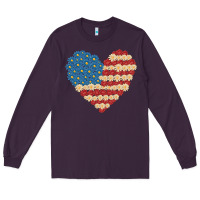 Plum american heart flag Long Sleeve Tee - MaliasSmallBusiness
