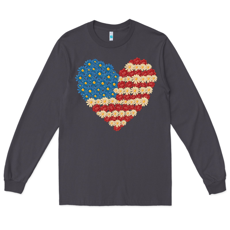 American Heart Flag Long Sleeve Tee by MaliasSmallBusiness | Teevron
