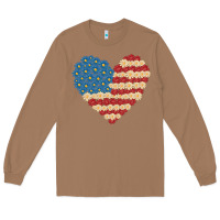 Toasted Coconut american heart flag Long Sleeve Tee - MaliasSmallBusiness