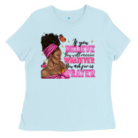 Baby Blue afro woman bun and religion faith prayer Ladies Tee - texasbilliewilder