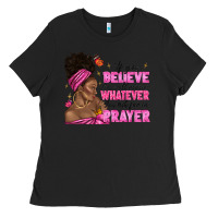 Black afro woman bun and religion faith prayer Ladies Tee - texasbilliewilder