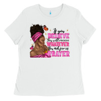 White afro woman bun and religion faith prayer Ladies Tee - texasbilliewilder