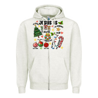 Oatmeal Heather religious christmas Zipper Hoodie - MaliasSmallBusiness