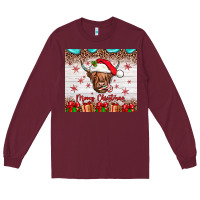Burgundy merry christmas cow Long Sleeve Tee - JahusDesignShop