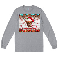 Heather Grey merry christmas cow Long Sleeve Tee - JahusDesignShop