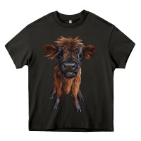 Asphalt highland cow calf Heavy Core Tee - RanaPortraitStore