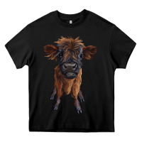 Black highland cow calf Heavy Core Tee - RanaPortraitStore