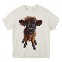 Cream highland cow calf Heavy Core Tee - RanaPortraitStore