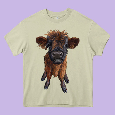 Highland Cow Calf Heavy Core Tee Designed By Ranaportraitstore