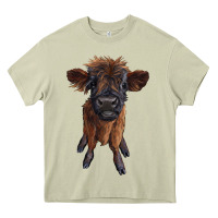 Mossy highland cow calf Heavy Core Tee - RanaPortraitStore