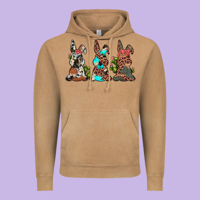Leopard Cowhide Turquoise Cactus Bunny's Vintage Hoodie Designed By Jahusdesignshop