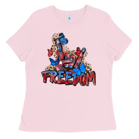 Bubblegum Pink freedom rock hand Ladies Tee - Zillion Design Studio