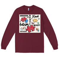 Burgundy autism Long Sleeve Tee - MaliasSmallBusiness