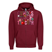 Burgundy cupids favorite teacher Zipper Hoodie - NancyCooperArtShop