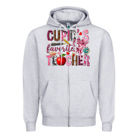 Heather Grey cupids favorite teacher Zipper Hoodie - NancyCooperArtShop