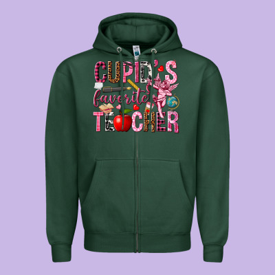Cupids Favorite Teacher Zipper Hoodie Designed By Nancycooperartshop