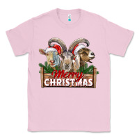 Bubblegum Pink Merry Christmas Goats Classic Tee - LillyAllenDesigns