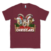 Burgundy Merry Christmas Goats Classic Tee - LillyAllenDesigns