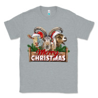 Heather Grey Merry Christmas Goats Classic Tee - LillyAllenDesigns
