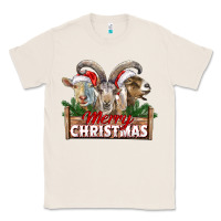Natural Merry Christmas Goats Classic Tee - LillyAllenDesigns