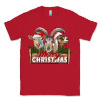 Red Merry Christmas Goats Classic Tee - LillyAllenDesigns