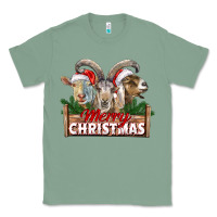 Sage Merry Christmas Goats Classic Tee - LillyAllenDesigns