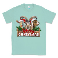 Seafoam Merry Christmas Goats Classic Tee - LillyAllenDesigns