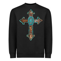 Black turquoise cross Heavyweight Sweatshirt - AdoDesignShop