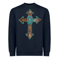 Navy turquoise cross Heavyweight Sweatshirt - AdoDesignShop