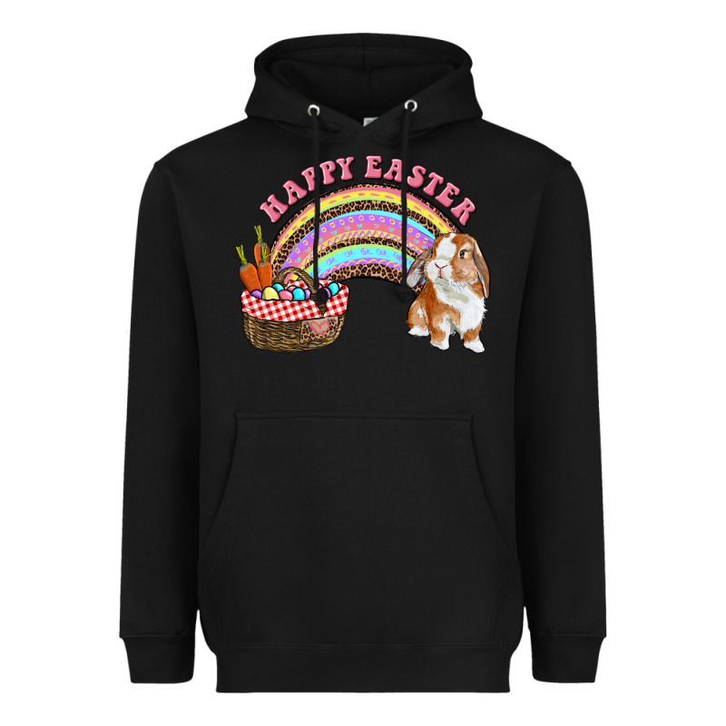 Happy Easter Bunny And Egg Basket Rainbow Heavyweight Hoodie by RanaPortraitStore | Teevron