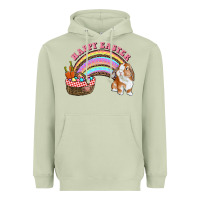 Matcha Happy Easter Bunny And Egg Basket Rainbow Heavyweight Hoodie - RanaPortraitStore
