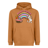 Meerkat Happy Easter Bunny And Egg Basket Rainbow Heavyweight Hoodie - RanaPortraitStore