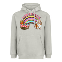Moon Dust Happy Easter Bunny And Egg Basket Rainbow Heavyweight Hoodie - RanaPortraitStore