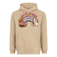 Mushroom Happy Easter Bunny And Egg Basket Rainbow Heavyweight Hoodie - RanaPortraitStore