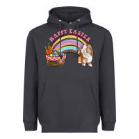 Smoke Happy Easter Bunny And Egg Basket Rainbow Heavyweight Hoodie - RanaPortraitStore