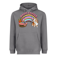 Storm Happy Easter Bunny And Egg Basket Rainbow Heavyweight Hoodie - RanaPortraitStore
