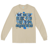 Mushroom we wear blue for autism awareness Long Sleeve Tee - MaliasSmallBusiness
