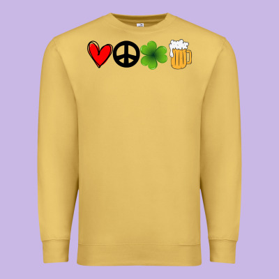 Funny St Patricks Day Love Peace Clover And Beer Premium Sweatshirt Designed By Bettercallsaul