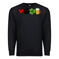 Black Funny St Patricks Day Love Peace Clover and Beer Premium Sweatshirt - Bettercallsaul