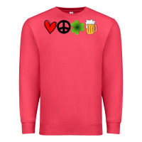 Cardinal Funny St Patricks Day Love Peace Clover and Beer Premium Sweatshirt - Bettercallsaul
