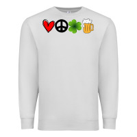 Dove Grey Funny St Patricks Day Love Peace Clover and Beer Premium Sweatshirt - Bettercallsaul