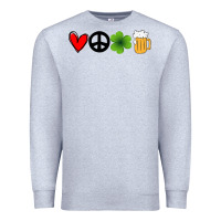 Heather Grey Funny St Patricks Day Love Peace Clover and Beer Premium Sweatshirt - Bettercallsaul