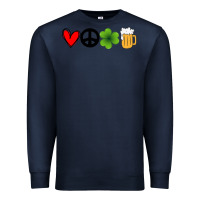 Navy Funny St Patricks Day Love Peace Clover and Beer Premium Sweatshirt - Bettercallsaul